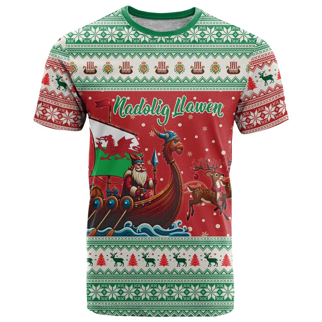 Wales Viking Santa Christmas T Shirt Funny Reindeer Norse Xmas - Wonder Print Shop