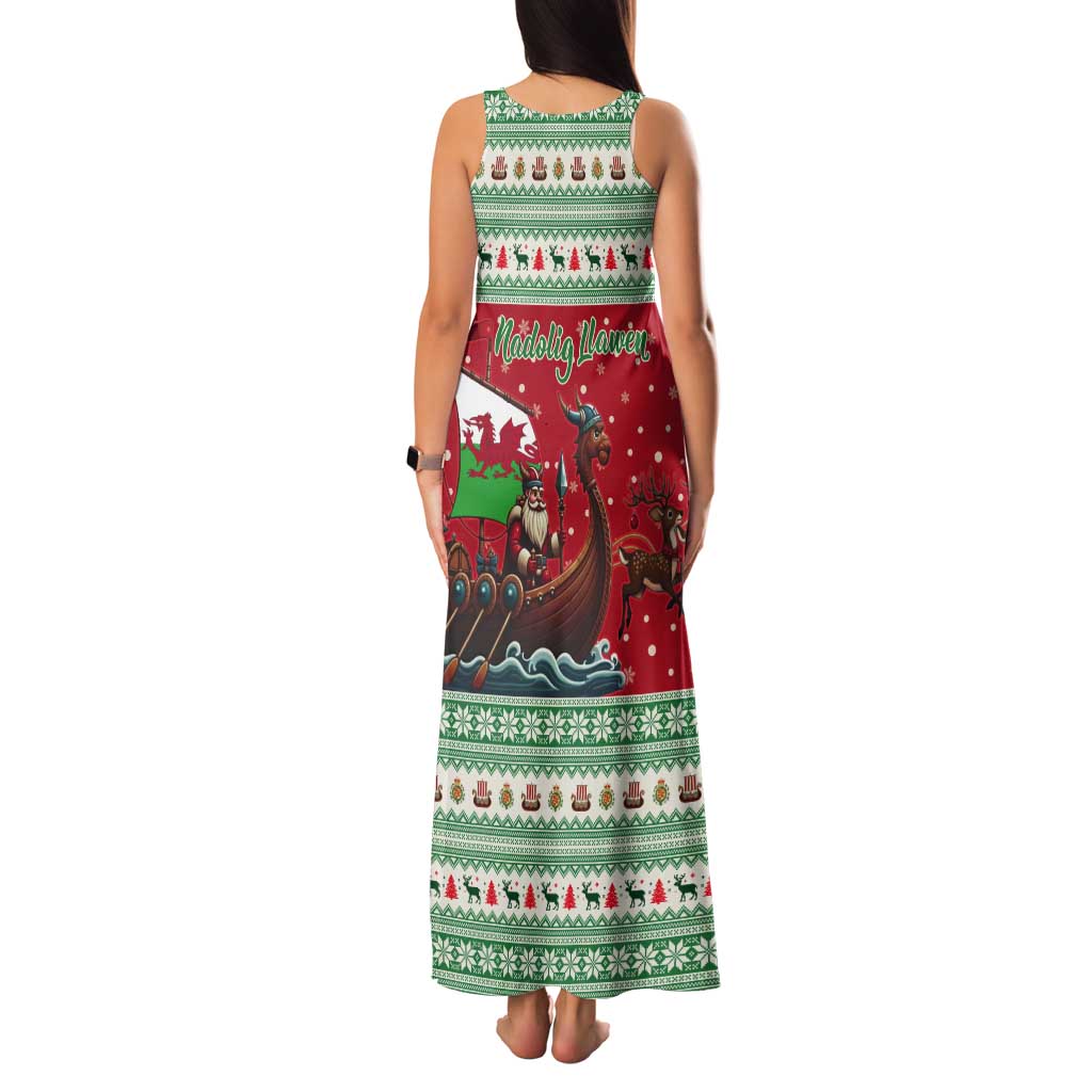 Wales Viking Santa Christmas Tank Maxi Dress Funny Reindeer Norse Xmas - Wonder Print Shop