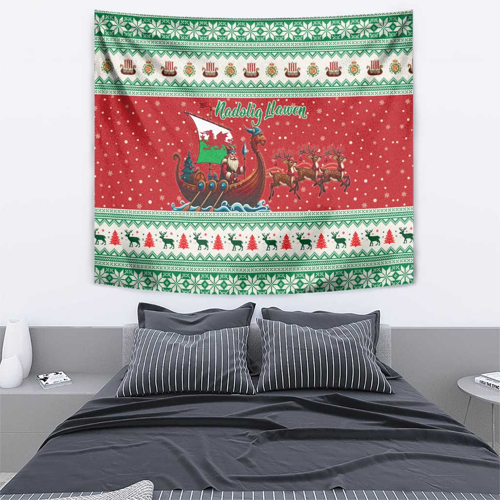 Wales Viking Santa Christmas Tapestry Funny Reindeer Norse Xmas - Wonder Print Shop