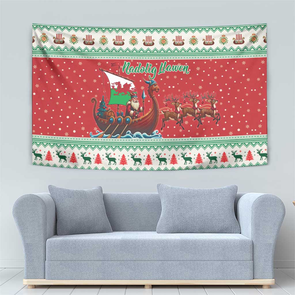 Wales Viking Santa Christmas Tapestry Funny Reindeer Norse Xmas - Wonder Print Shop