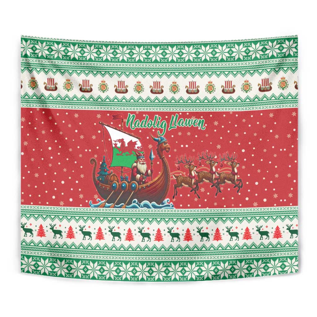 Wales Viking Santa Christmas Tapestry Funny Reindeer Norse Xmas - Wonder Print Shop