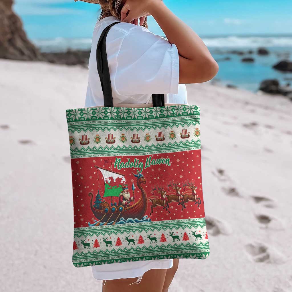 Wales Viking Santa Christmas Tote Bag Funny Reindeer Norse Xmas - Wonder Print Shop