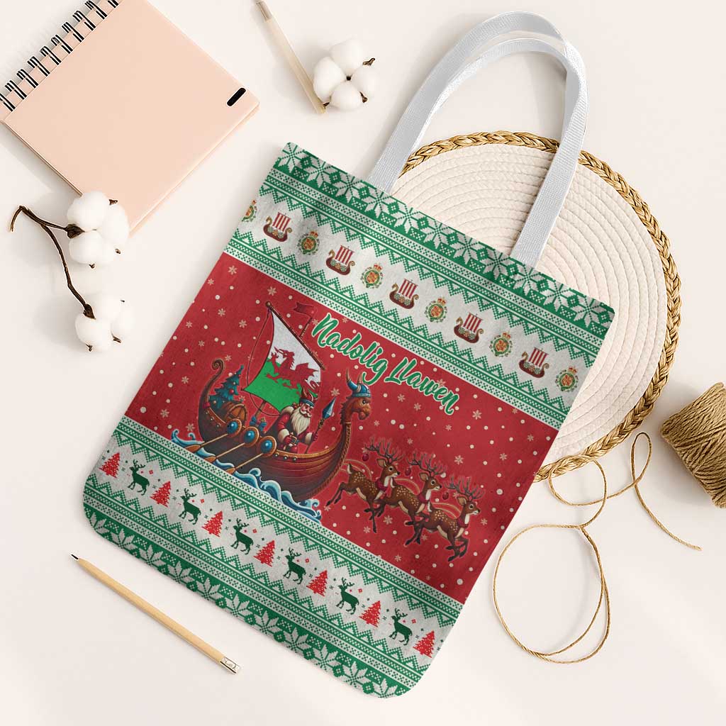Wales Viking Santa Christmas Tote Bag Funny Reindeer Norse Xmas - Wonder Print Shop