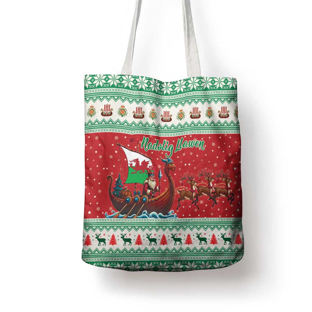 Wales Viking Santa Christmas Tote Bag Funny Reindeer Norse Xmas - Wonder Print Shop