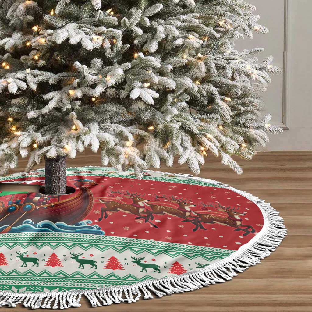 Wales Viking Santa Christmas Tree Skirt Funny Reindeer Norse Xmas - Wonder Print Shop