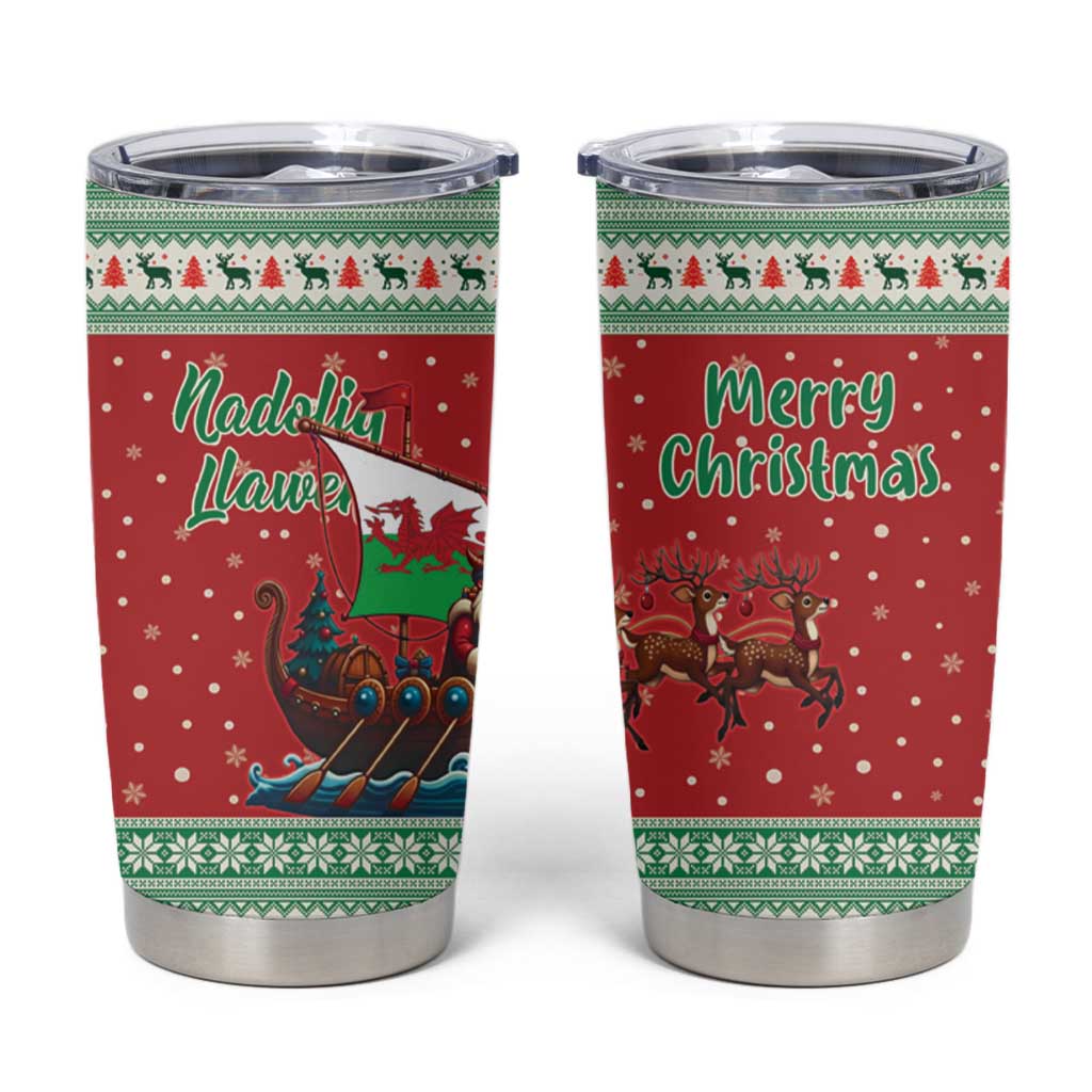 Wales Viking Santa Christmas Tumbler Cup Funny Reindeer Norse Xmas - Wonder Print Shop