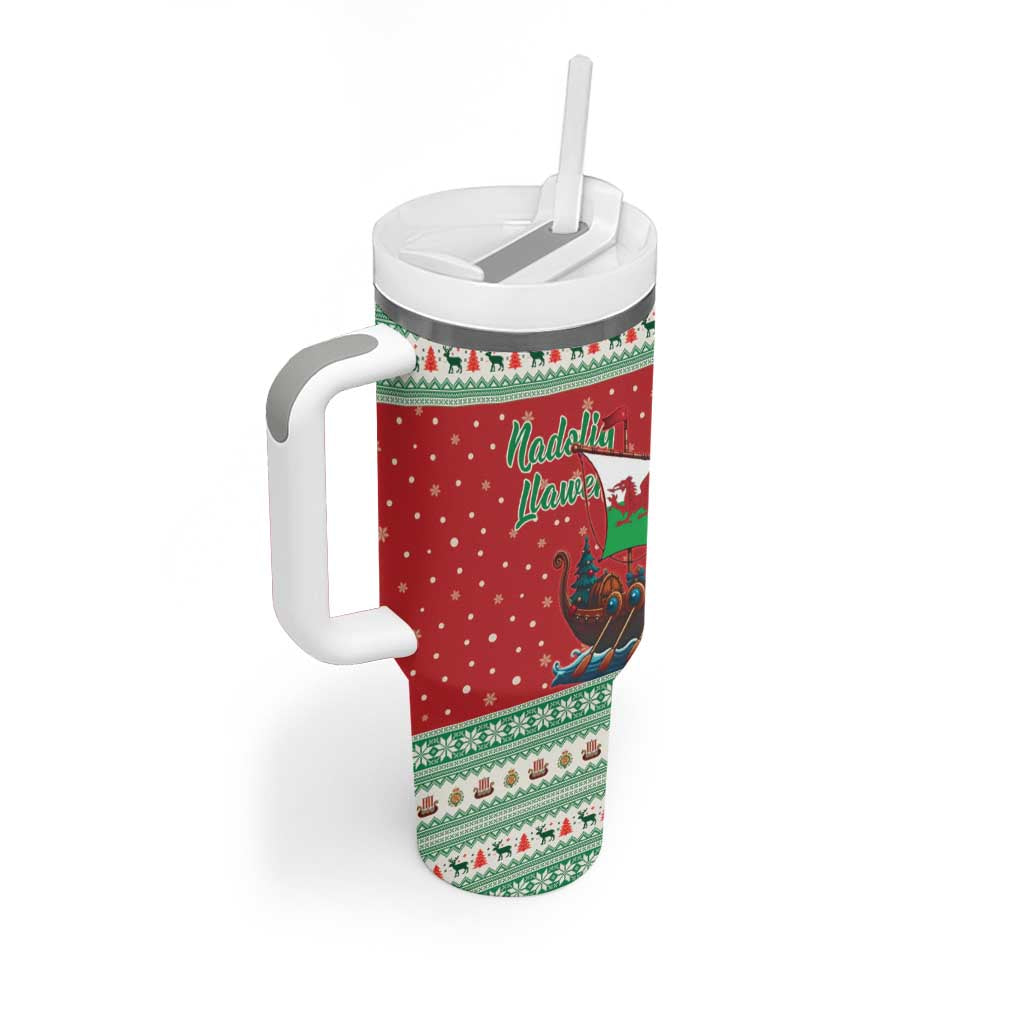 Wales Viking Santa Christmas Tumbler With Handle Funny Reindeer Norse Xmas - Wonder Print Shop