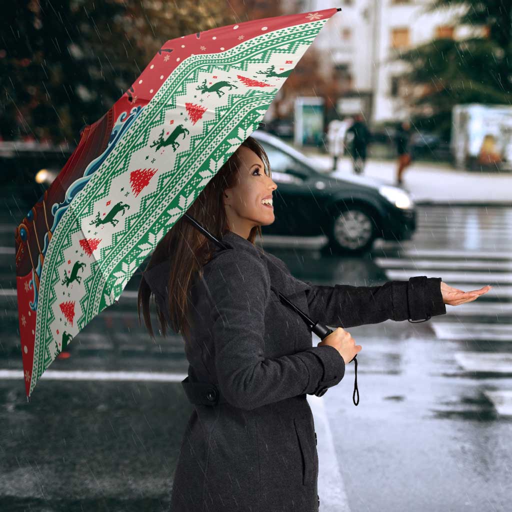 Wales Viking Santa Christmas Umbrella Funny Reindeer Norse Xmas - Wonder Print Shop