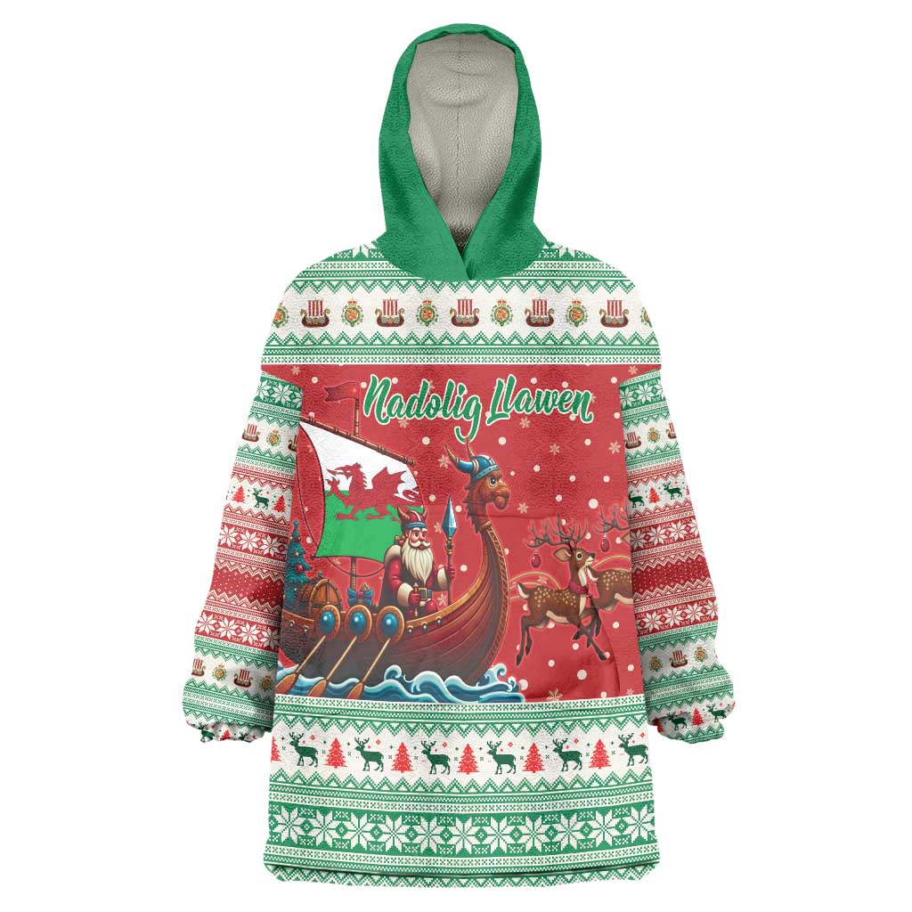 Wales Viking Santa Christmas Wearable Blanket Hoodie Funny Reindeer Norse Xmas - Wonder Print Shop