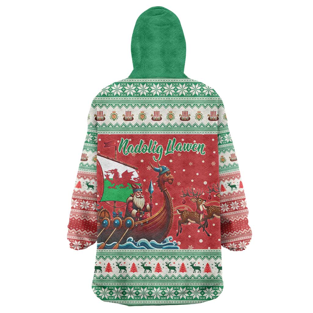 Wales Viking Santa Christmas Wearable Blanket Hoodie Funny Reindeer Norse Xmas - Wonder Print Shop