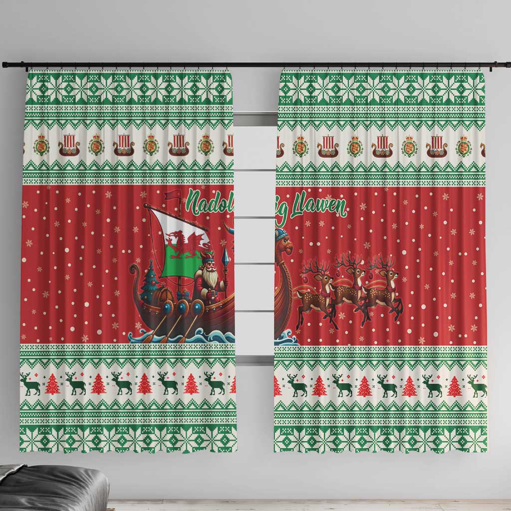 Wales Viking Santa Christmas Window Curtain Funny Reindeer Norse Xmas - Wonder Print Shop