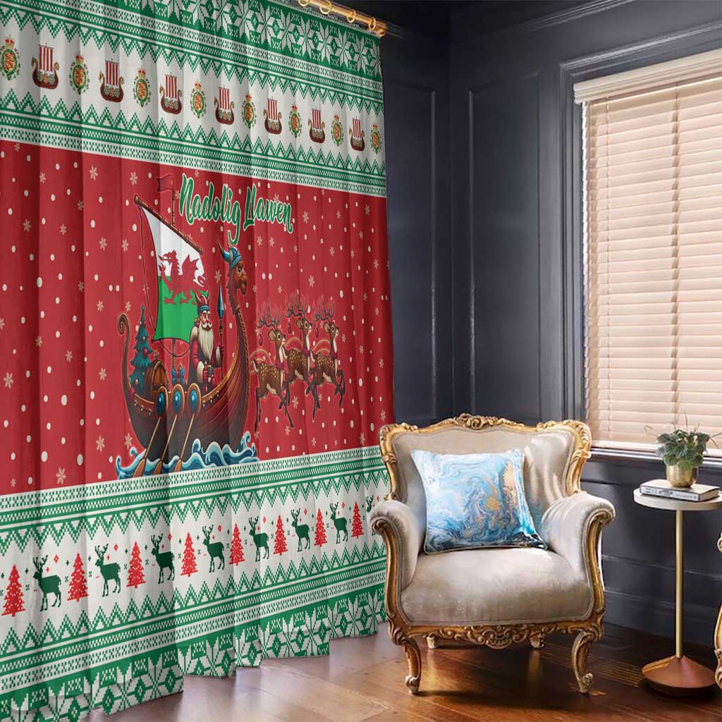 Wales Viking Santa Christmas Window Curtain Funny Reindeer Norse Xmas - Wonder Print Shop
