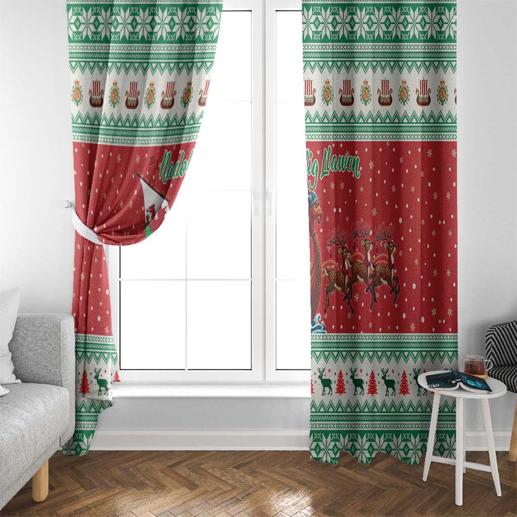Wales Viking Santa Christmas Window Curtain Funny Reindeer Norse Xmas - Wonder Print Shop