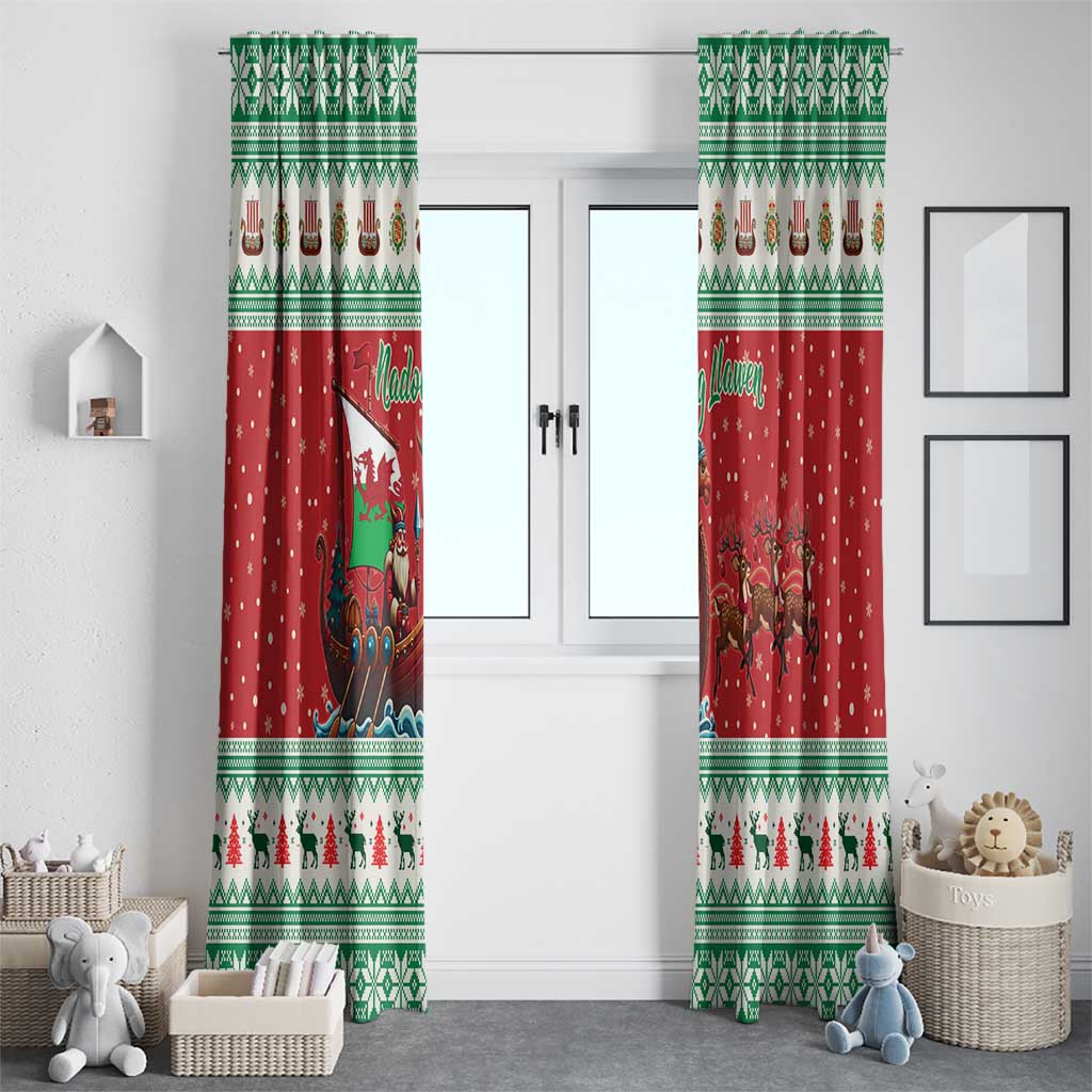 Wales Viking Santa Christmas Window Curtain Funny Reindeer Norse Xmas - Wonder Print Shop