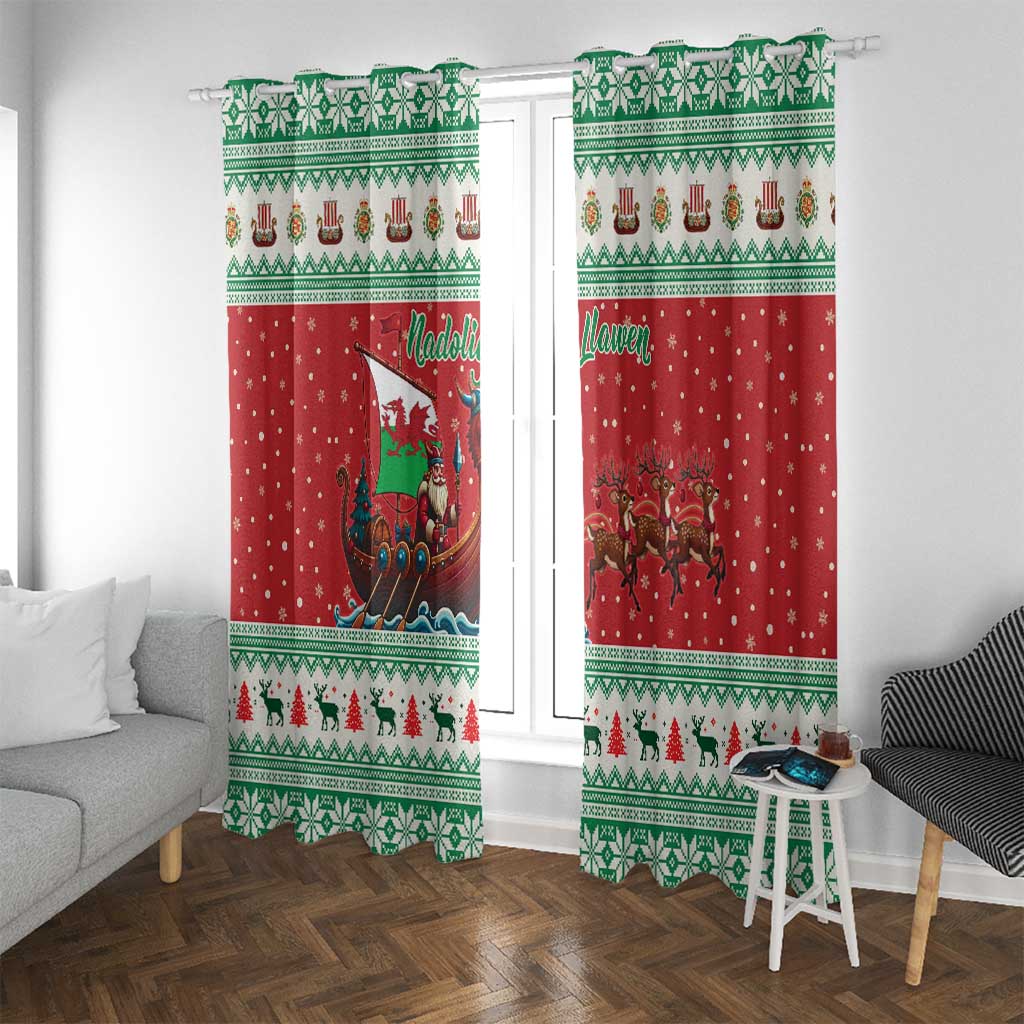 Wales Viking Santa Christmas Window Curtain Funny Reindeer Norse Xmas - Wonder Print Shop