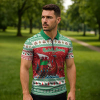 Wales Viking Santa Christmas Zipper Polo Shirt Funny Reindeer Norse Xmas - Wonder Print Shop