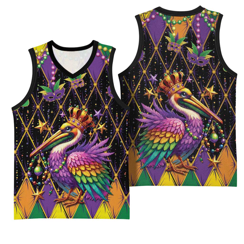 Pelican Mardi Gras Carnival Basketball Jersey Fat Tuesday - Wonder Print Shop
