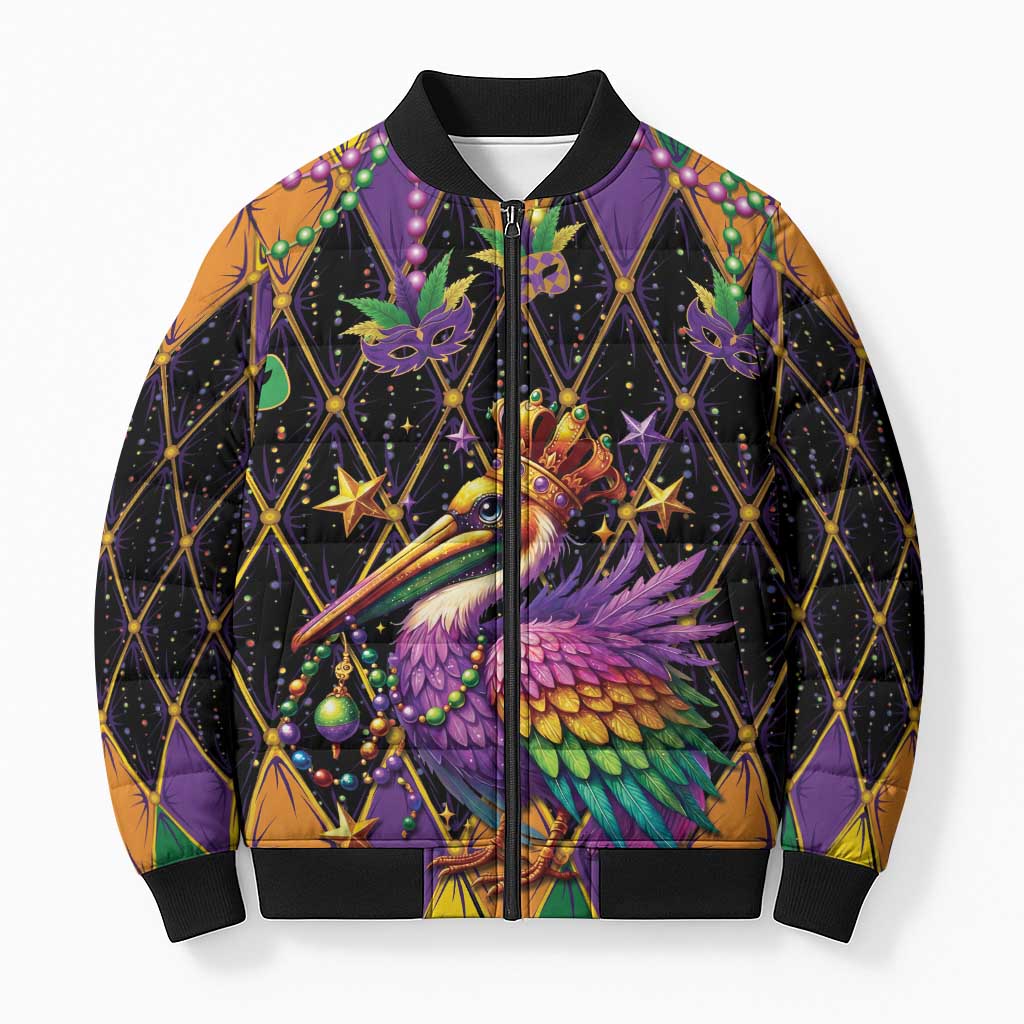 Pelican Mardi Gras Carnival Bomber Puffer Jacket Fat Tuesday - Wonder Print Shop