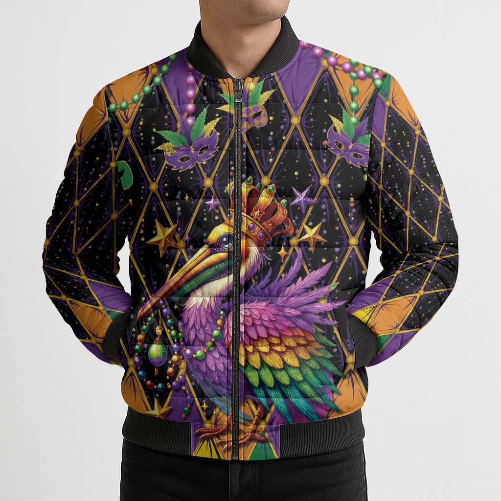 Pelican Mardi Gras Carnival Bomber Puffer Jacket Fat Tuesday - Wonder Print Shop