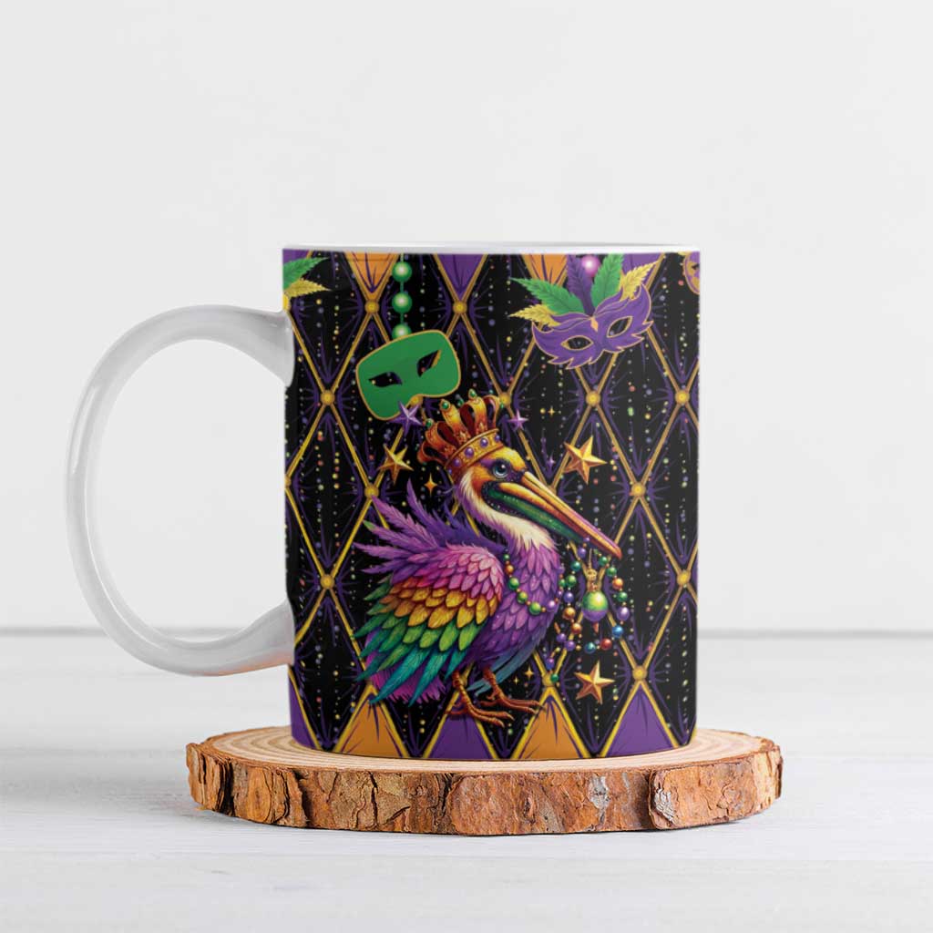 Pelican Mardi Gras Carnival Ceramic Mug Fat Tuesday - Wonder Print Shop