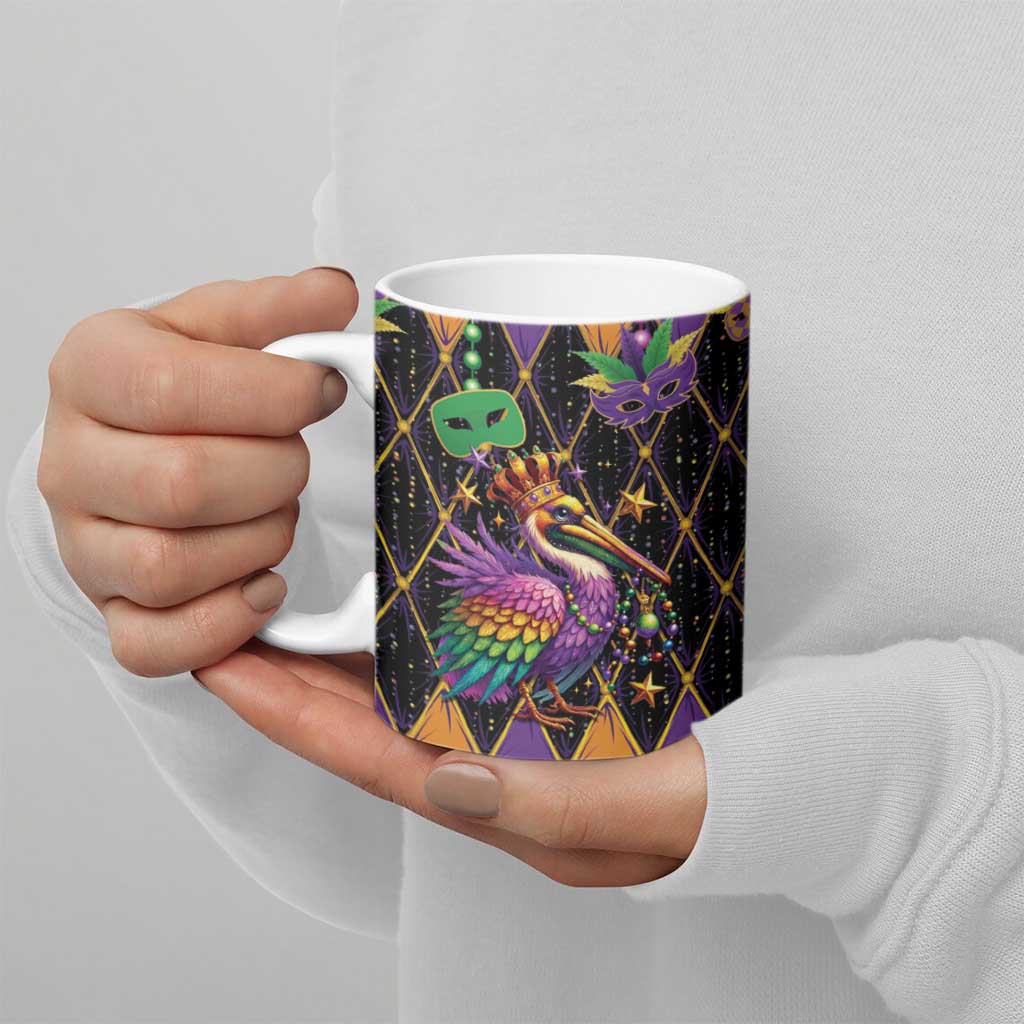 Pelican Mardi Gras Carnival Ceramic Mug Fat Tuesday - Wonder Print Shop