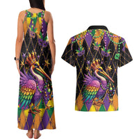 Pelican Mardi Gras Carnival Couples Matching Tank Maxi Dress and Hawaiian Shirt Fat Tuesday - Wonder Print Shop