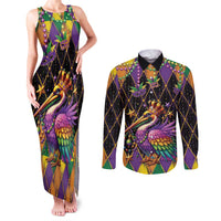 Pelican Mardi Gras Carnival Couples Matching Tank Maxi Dress and Long Sleeve Button Shirt Fat Tuesday - Wonder Print Shop