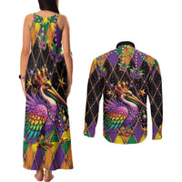 Pelican Mardi Gras Carnival Couples Matching Tank Maxi Dress and Long Sleeve Button Shirt Fat Tuesday - Wonder Print Shop