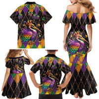 Pelican Mardi Gras Carnival Family Matching Mermaid Dress and Hawaiian Shirt Fat Tuesday - Wonder Print Shop