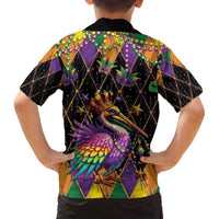 Pelican Mardi Gras Carnival Family Matching Off The Shoulder Long Sleeve Dress and Hawaiian Shirt Fat Tuesday - Wonder Print Shop