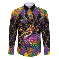 Pelican Mardi Gras Carnival Family Matching Off The Shoulder Long Sleeve Dress and Hawaiian Shirt Fat Tuesday - Wonder Print Shop