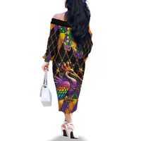 Pelican Mardi Gras Carnival Family Matching Off The Shoulder Long Sleeve Dress and Hawaiian Shirt Fat Tuesday - Wonder Print Shop