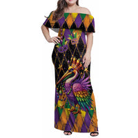 Pelican Mardi Gras Carnival Family Matching Off Shoulder Maxi Dress and Hawaiian Shirt Fat Tuesday - Wonder Print Shop