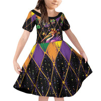 Pelican Mardi Gras Carnival Family Matching Off Shoulder Short Dress and Hawaiian Shirt Fat Tuesday - Wonder Print Shop
