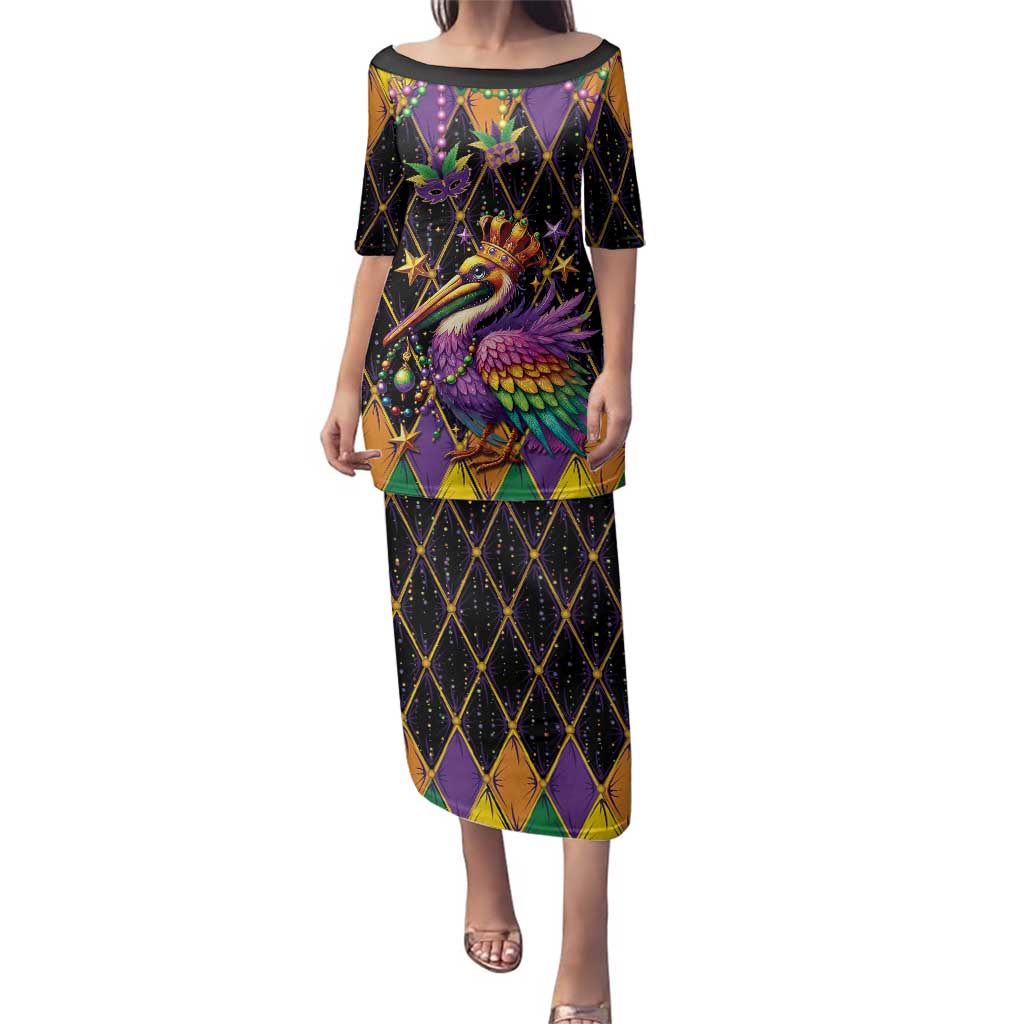 Pelican Mardi Gras Carnival Family Matching Puletasi and Hawaiian Shirt Fat Tuesday - Wonder Print Shop