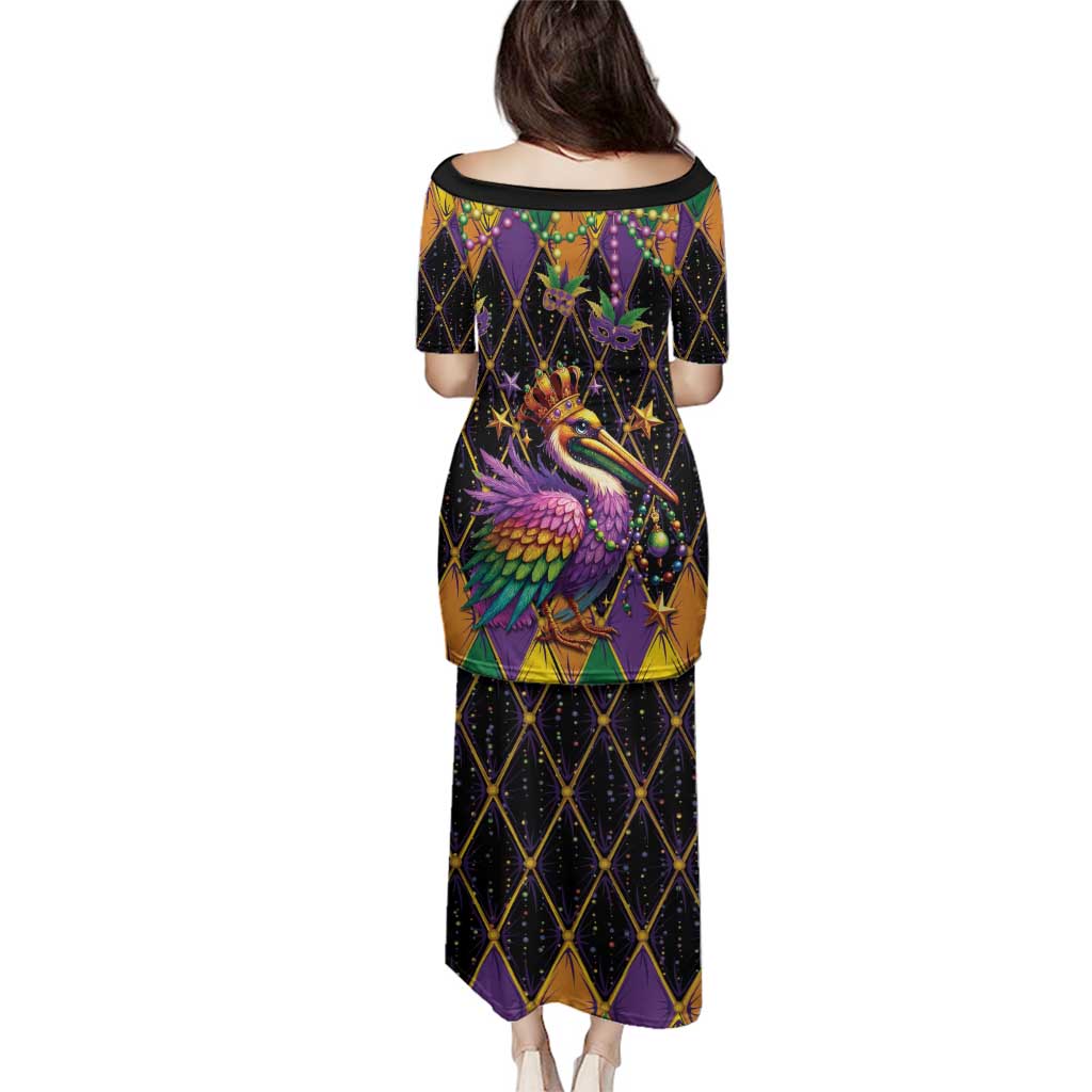 Pelican Mardi Gras Carnival Family Matching Puletasi and Hawaiian Shirt Fat Tuesday - Wonder Print Shop