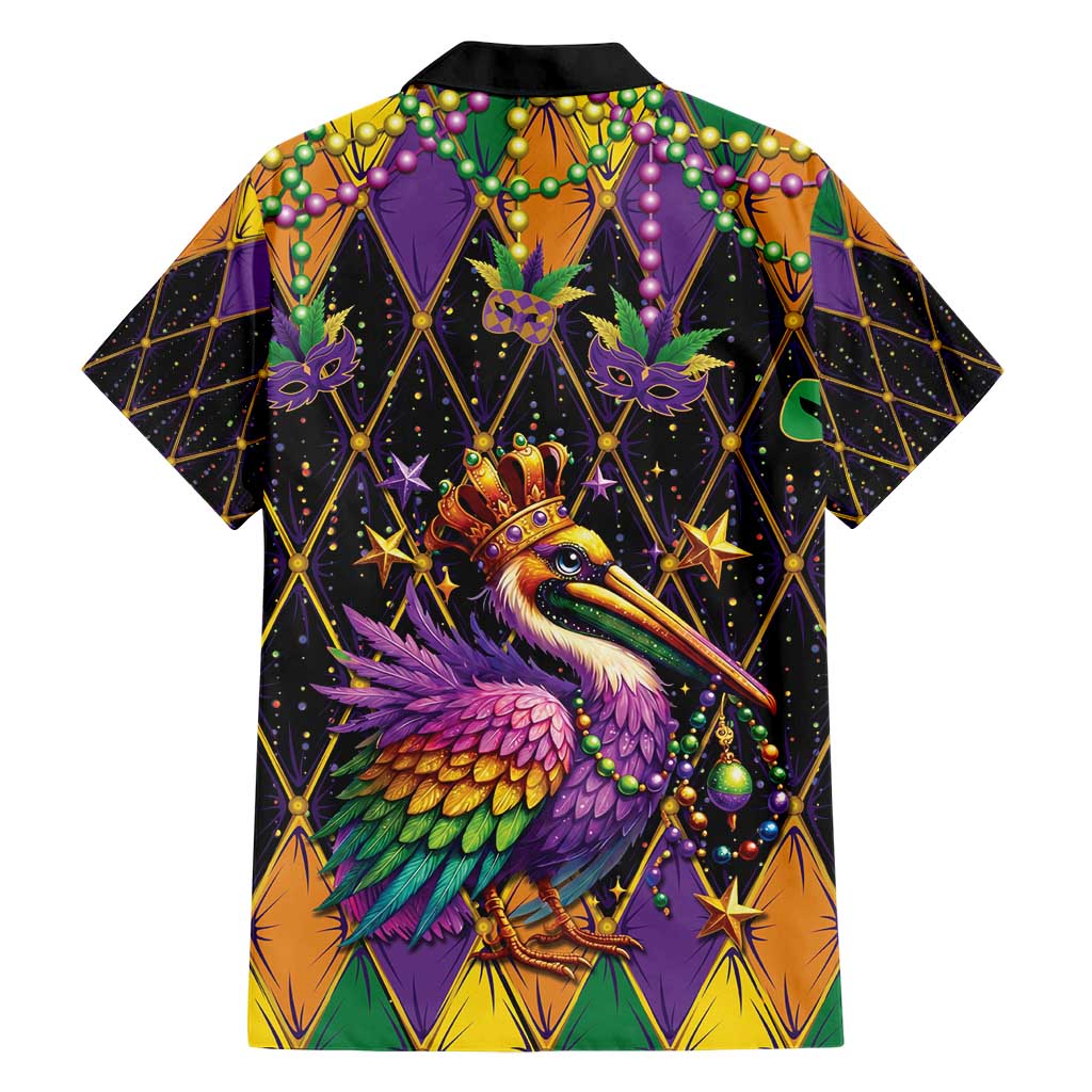 Pelican Mardi Gras Carnival Family Matching Short Sleeve Bodycon Dress and Hawaiian Shirt Fat Tuesday - Wonder Print Shop