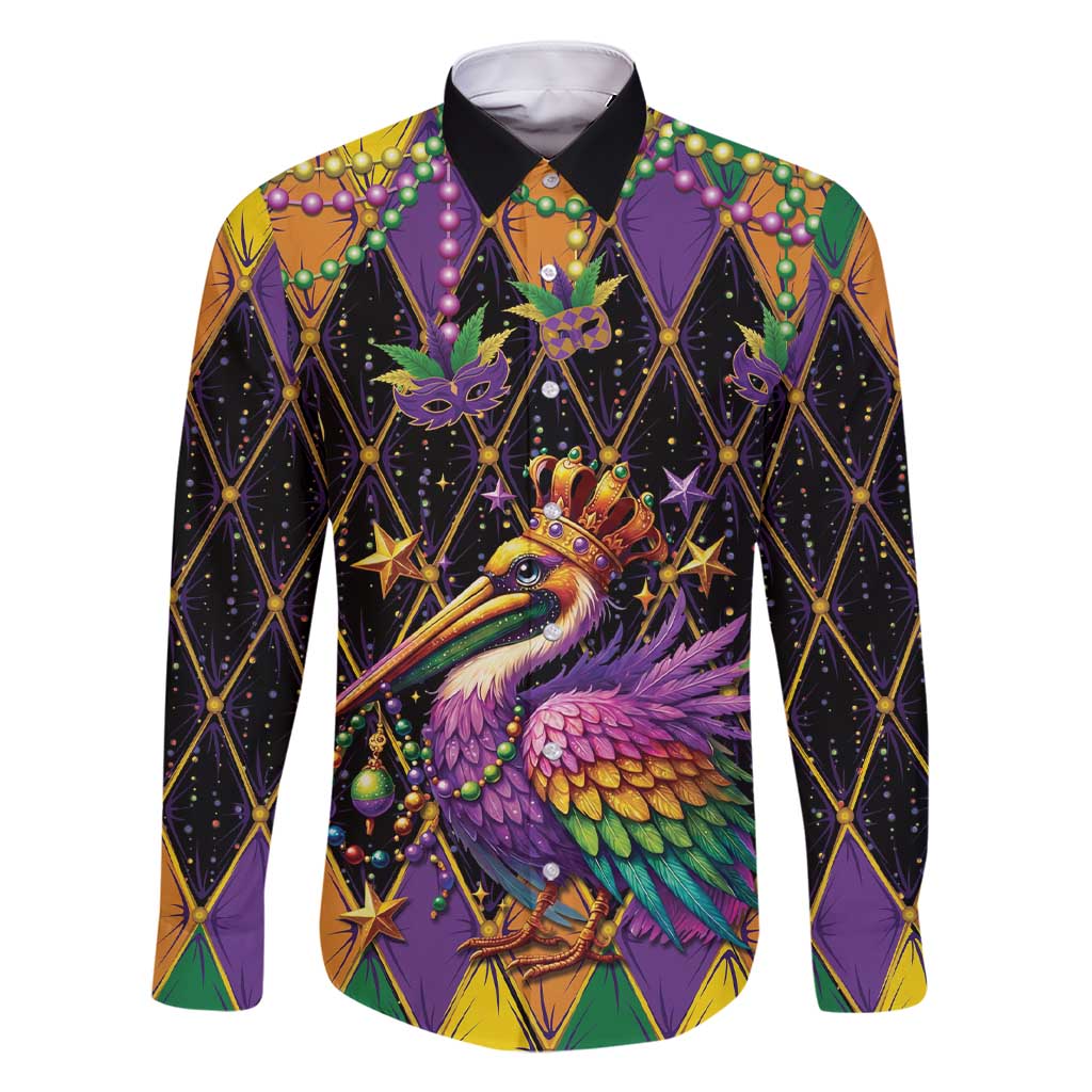 Pelican Mardi Gras Carnival Family Matching Short Sleeve Bodycon Dress and Hawaiian Shirt Fat Tuesday - Wonder Print Shop