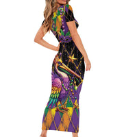 Pelican Mardi Gras Carnival Family Matching Short Sleeve Bodycon Dress and Hawaiian Shirt Fat Tuesday - Wonder Print Shop