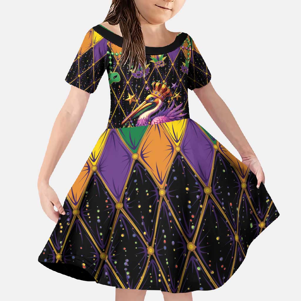 Pelican Mardi Gras Carnival Family Matching Tank Maxi Dress and Hawaiian Shirt Fat Tuesday - Wonder Print Shop
