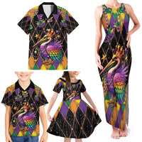 Pelican Mardi Gras Carnival Family Matching Tank Maxi Dress and Hawaiian Shirt Fat Tuesday - Wonder Print Shop