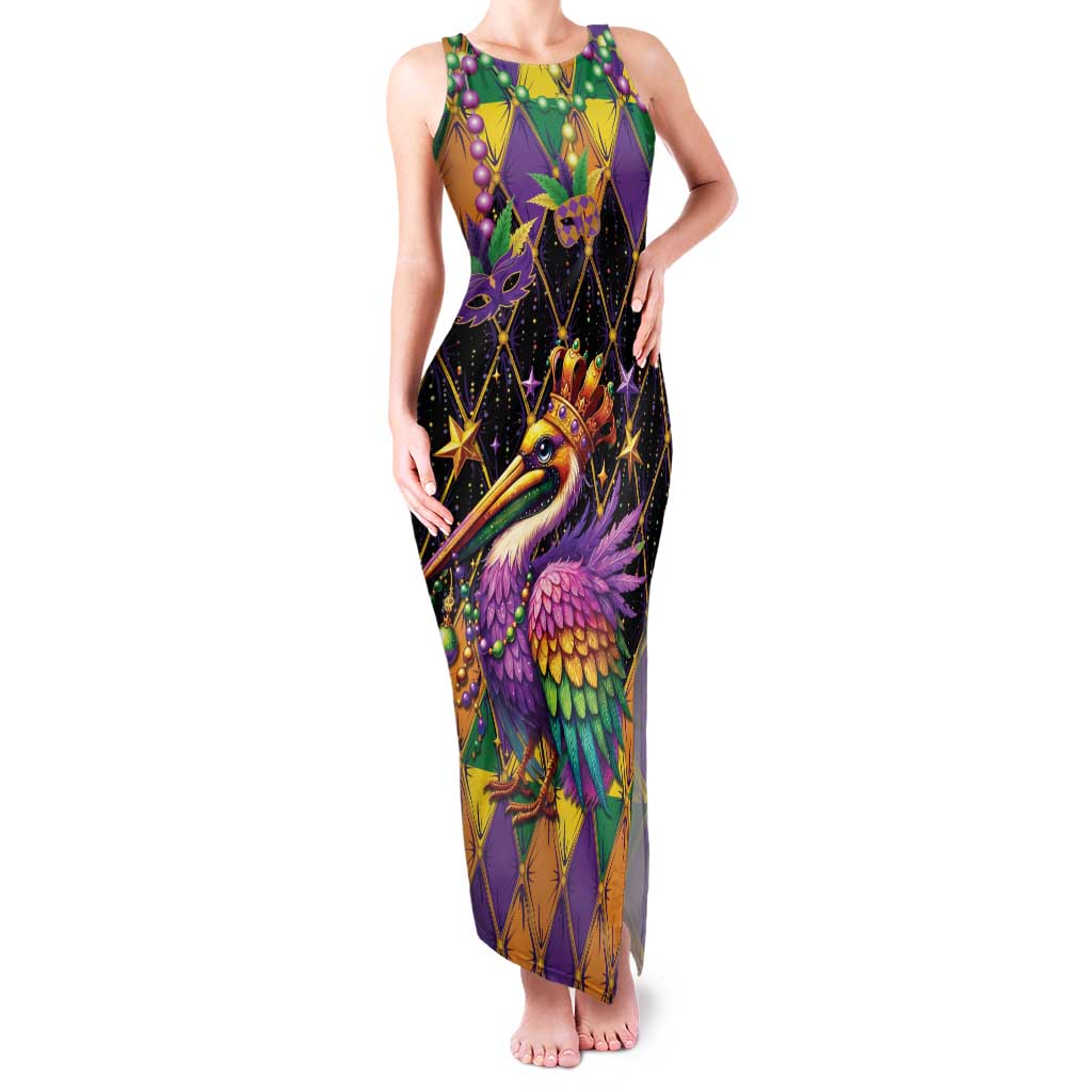 Pelican Mardi Gras Carnival Family Matching Tank Maxi Dress and Hawaiian Shirt Fat Tuesday - Wonder Print Shop