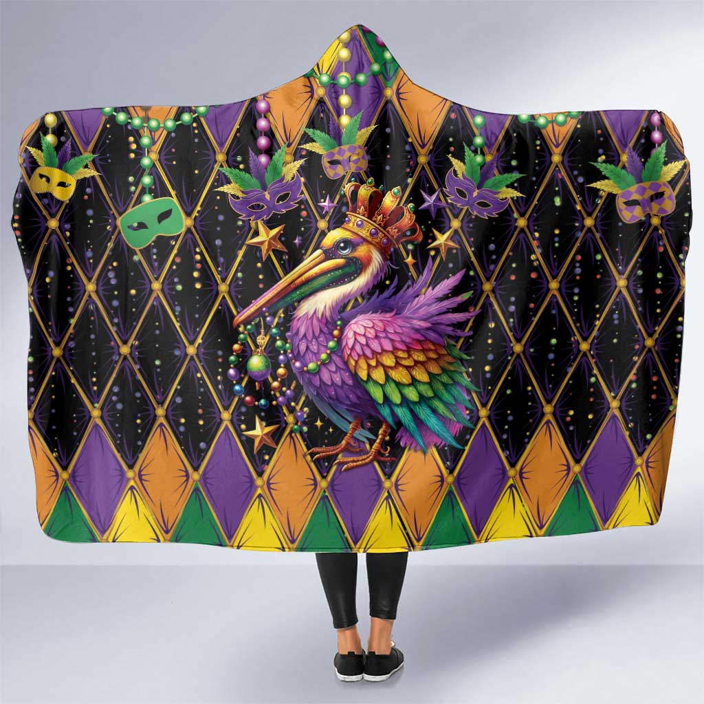 Pelican Mardi Gras Carnival Hooded Blanket Fat Tuesday - Wonder Print Shop