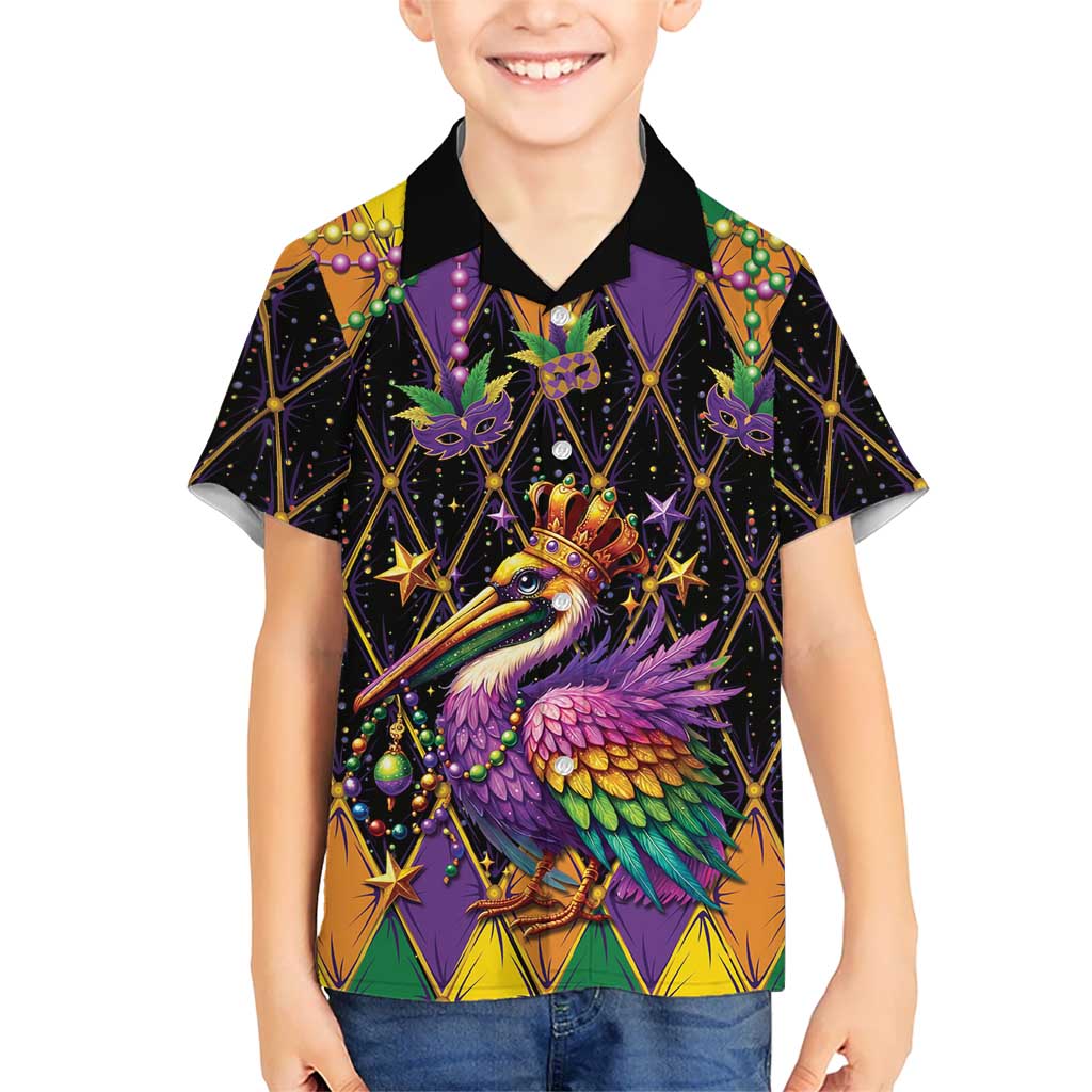 Pelican Mardi Gras Carnival Kid Hawaiian Shirt Fat Tuesday - Wonder Print Shop