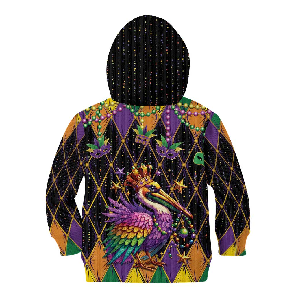 Pelican Mardi Gras Carnival Kid Hoodie Fat Tuesday - Wonder Print Shop