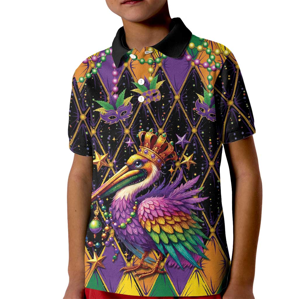 Pelican Mardi Gras Carnival Kid Polo Shirt Fat Tuesday - Wonder Print Shop