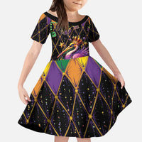 Pelican Mardi Gras Carnival Kid Short Sleeve Dress Fat Tuesday - Wonder Print Shop