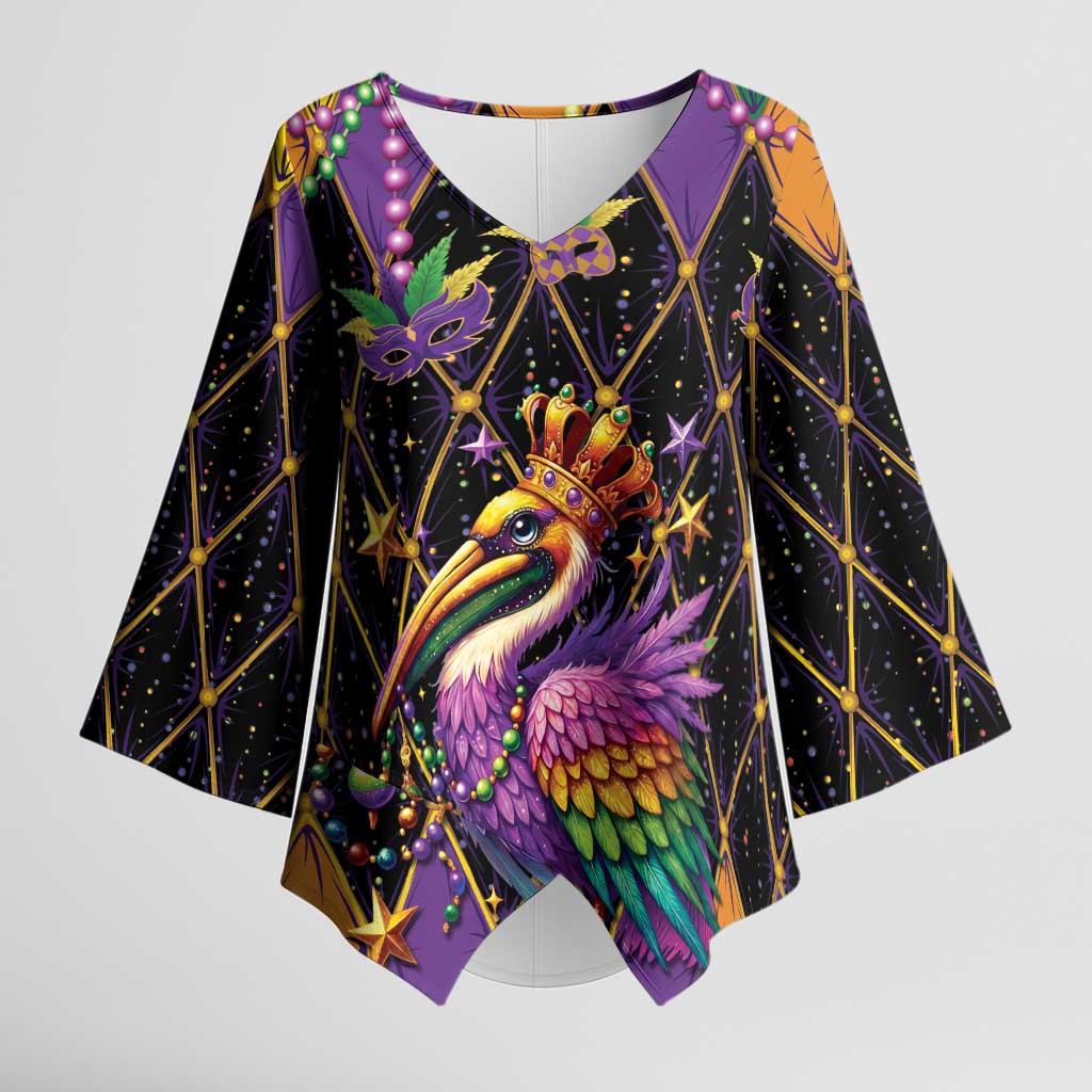 Pelican Mardi Gras Carnival Kimono Sleeve Blouse Fat Tuesday - Wonder Print Shop