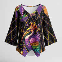 Pelican Mardi Gras Carnival Kimono Sleeve Blouse Fat Tuesday - Wonder Print Shop