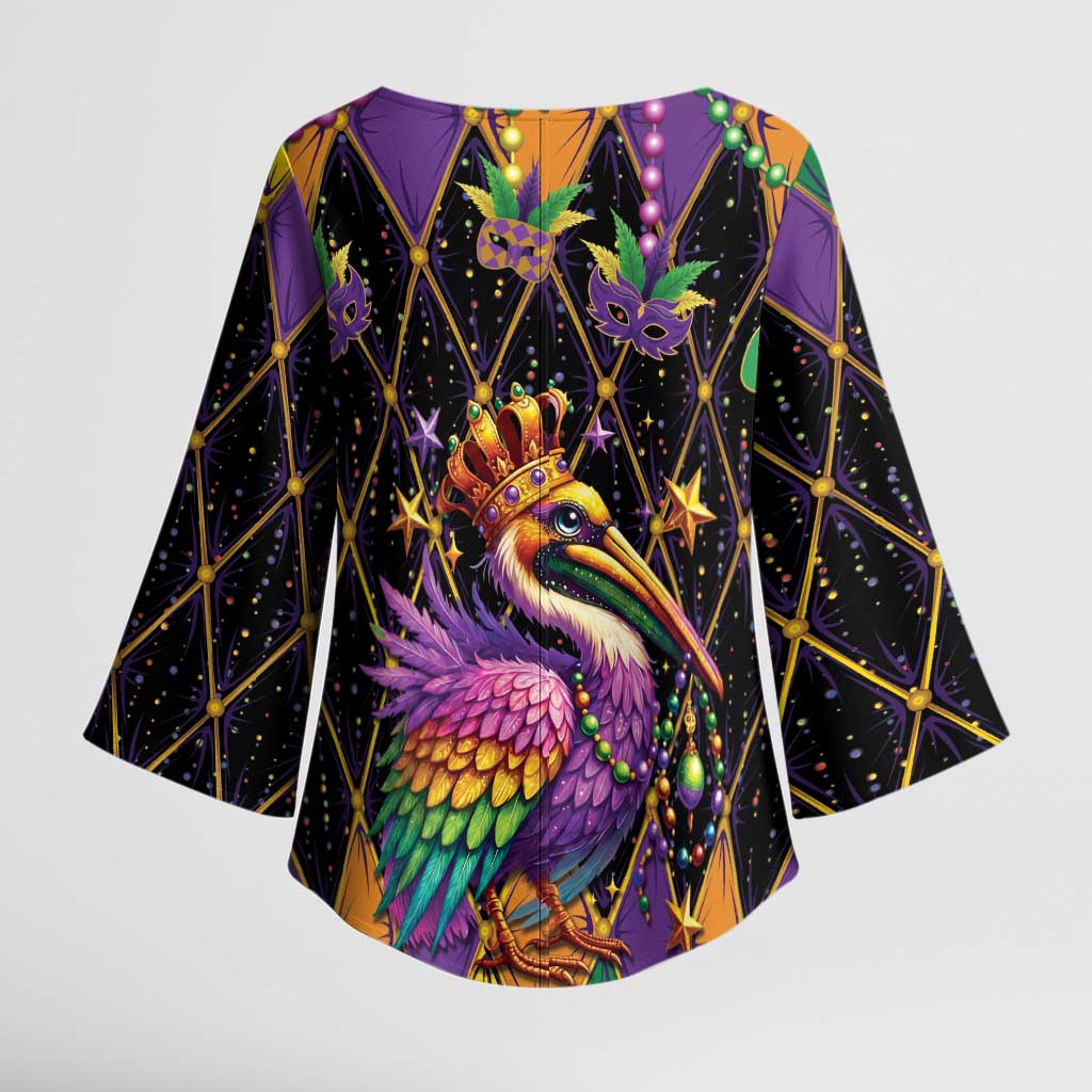 Pelican Mardi Gras Carnival Kimono Sleeve Blouse Fat Tuesday - Wonder Print Shop